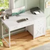Office Desk with 5 Fabric Drawers, Computer Desk with Drawers,Farmhouse Desk with Headphone Hooks for Home Office (39 inch) 1