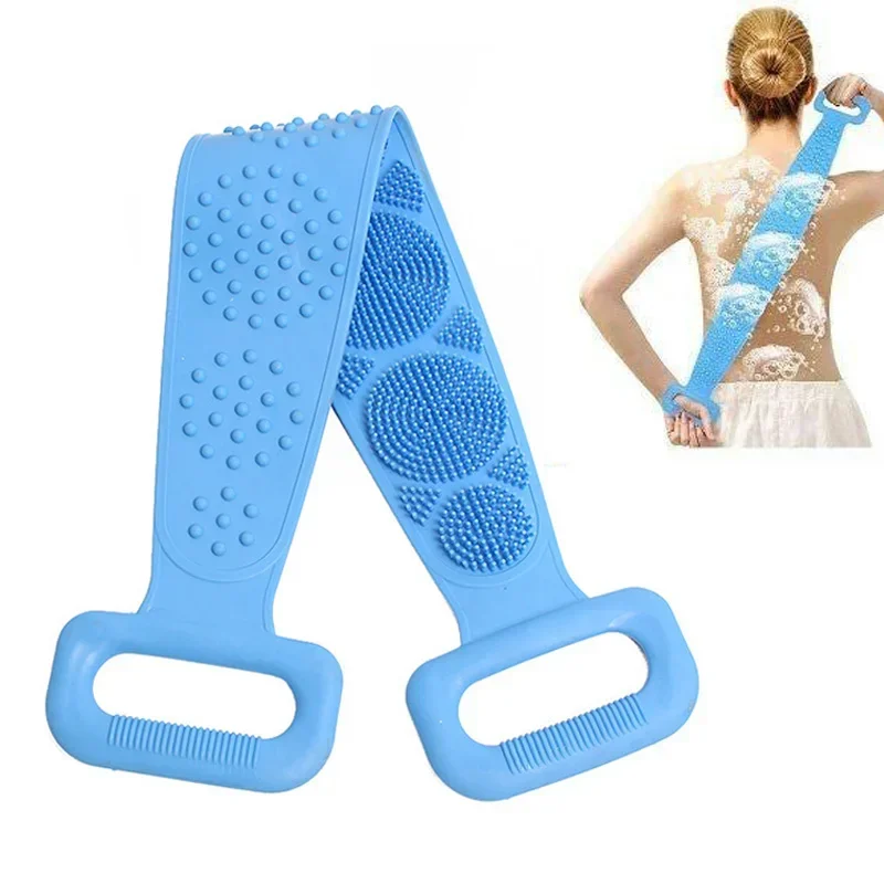Silicone Back Scrubber Soft Loofah Bath Towel Bath Belt Body Exfoliating Massage Shower Body Cleaning Bathroom Shower Strap body scrub body scrub glove