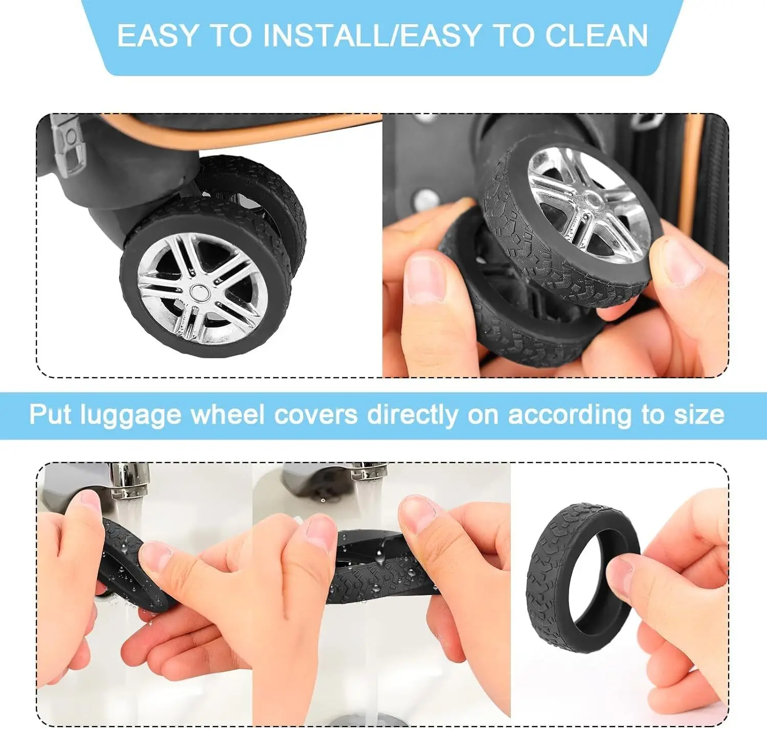 4/8Pcs Luggage Wheel Covers Portable Suitcase Wheel Protector Covers Silicone Luggage Wheel Covers Luggage Spinner Wheel Covers 5