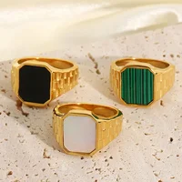 New 2023 Metal Glossy Shell Rings for Men Geometric Width Signet Square Finger Punk Style Fashion Ring Jewelry Christmas Gift 1
