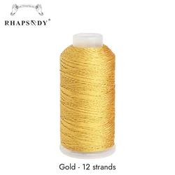 Rhapsody Metallic Jewelry Craft Thread in Gold and Silver for DIY Bracelet and Knit Making (Gold 12 Strands)