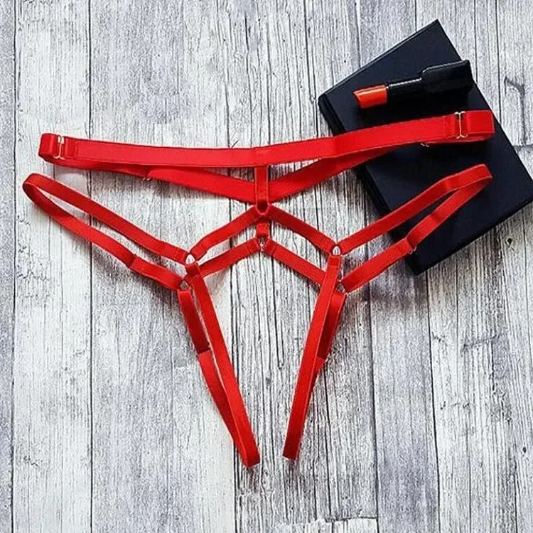 Women Sexy Bandage Hollow Out Thong Panties T Back Lingerie Ladies Open Crotch Briefs Underwear G-String Seamless Briefs