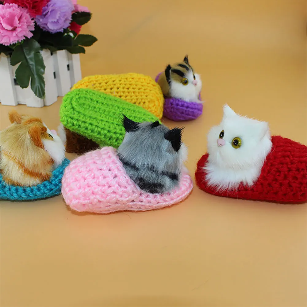 Simulation Mini Cat Cute Plush Cats with Sound Children Birthday Gifts Creative Imitation Cat Toys Ornaments Home Decoration 5