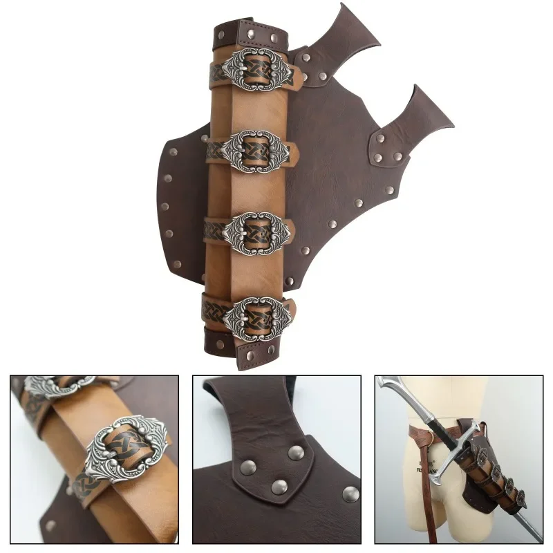 Angled Frog Swords Axe Adjustable Buckle Belt Medieval Costume Leather Sheath Kanata Holder Waist Loop Holster Weapon Larp Armor