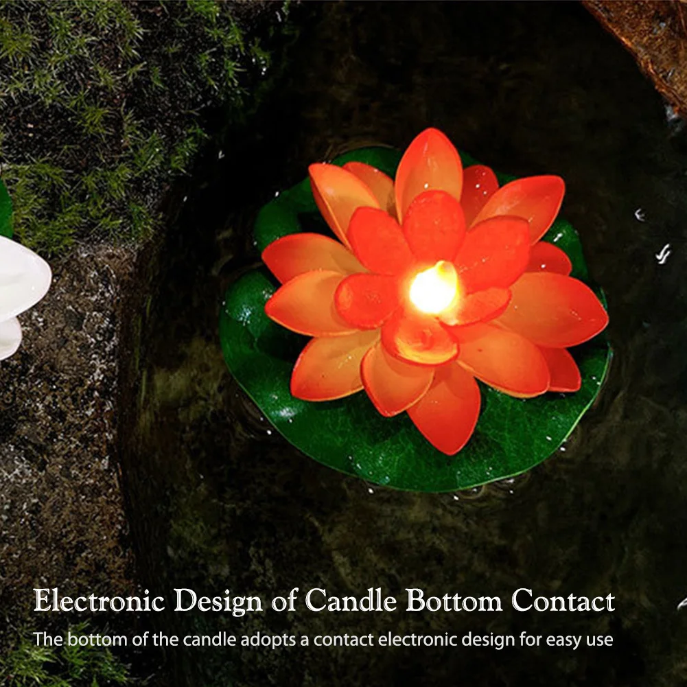 Funny Lotus Pool Lamp Electronic Floating Pool Light Battery Operated Lotus Floating Lantern Waterproof Decorative River Lantern