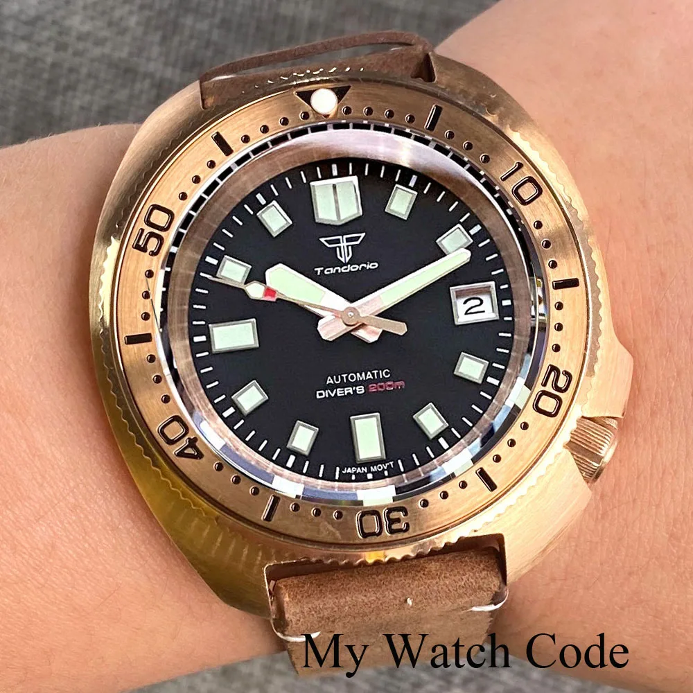 Real Bronze Turtle Dive Mechanical Watch NH35 Movement Sunburst Green Dial Waterproof Wristwatch Reloj Hombre Green Lume 5