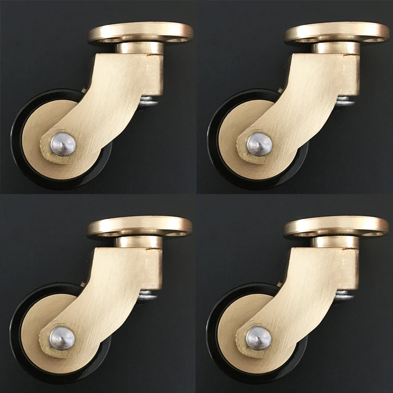 

Brand New 4PCS 1'' Solid Brass Casters Tea Table Chair Sofa Couch Feet Castors Rubber Silent Wheel 360° Swivel Furniture Rollers