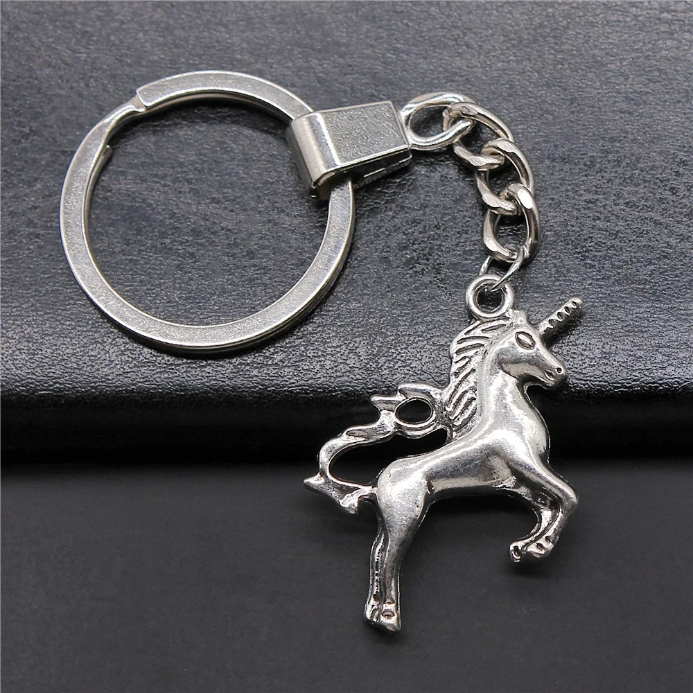 DIY Metal Holder Chain Souvenirs Gift Men Keychain 2 Colors 37x28mm Big Size 3D Lucky Horn Horse Pendant Keyring