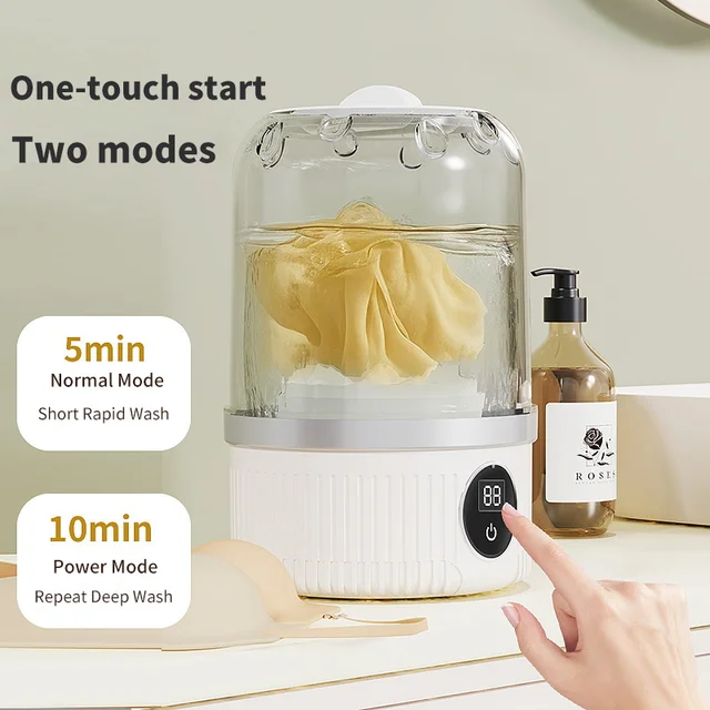 Wireless 1L Mini Washing Machine Portable Underwear Cleaner Socks Washing Machine Dehydratable Laundry Bucket 2