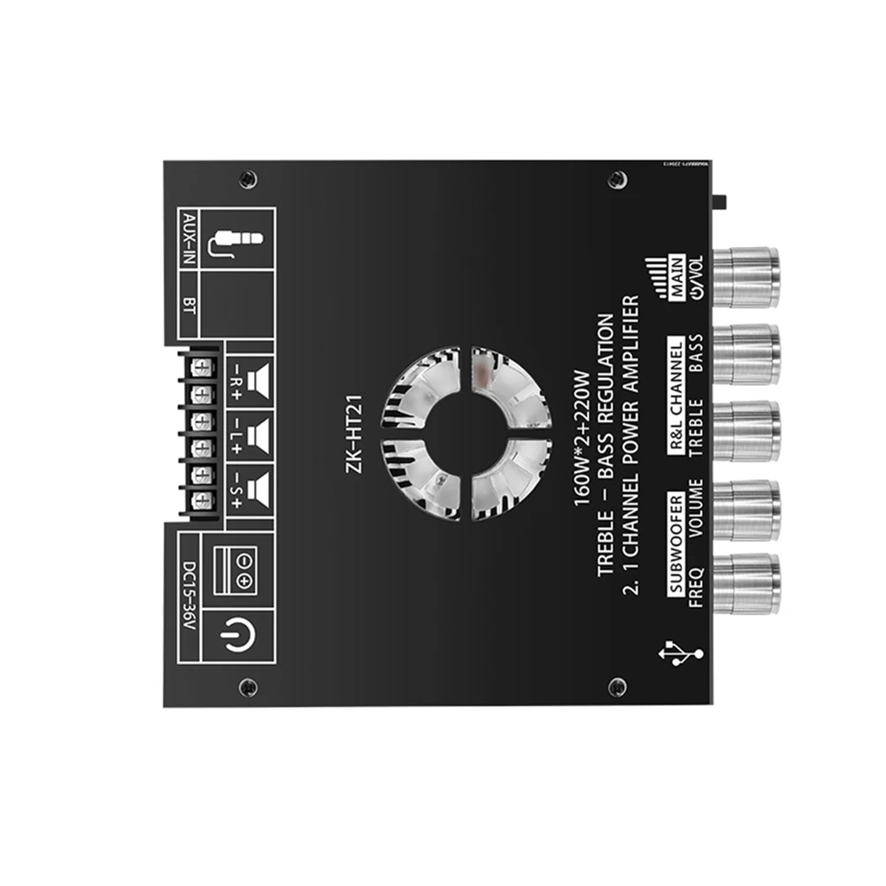 ZK-HT21 오디오 파워 앰프 모듈, DC15-36V TDA7498E 앰프 보드 모듈, 160WX2 + 220W, 2.1 채널 하이파이 블루투스 호환