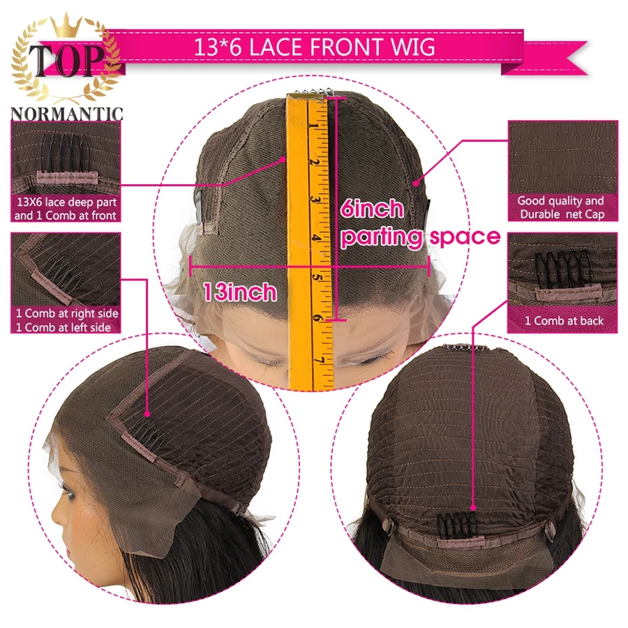 Topnormantic Highlight Color Body Wave 13X4 Lace Front Wigs With Pre Plucked Hairline Brazilian Remy Human Hair Wigs For Women