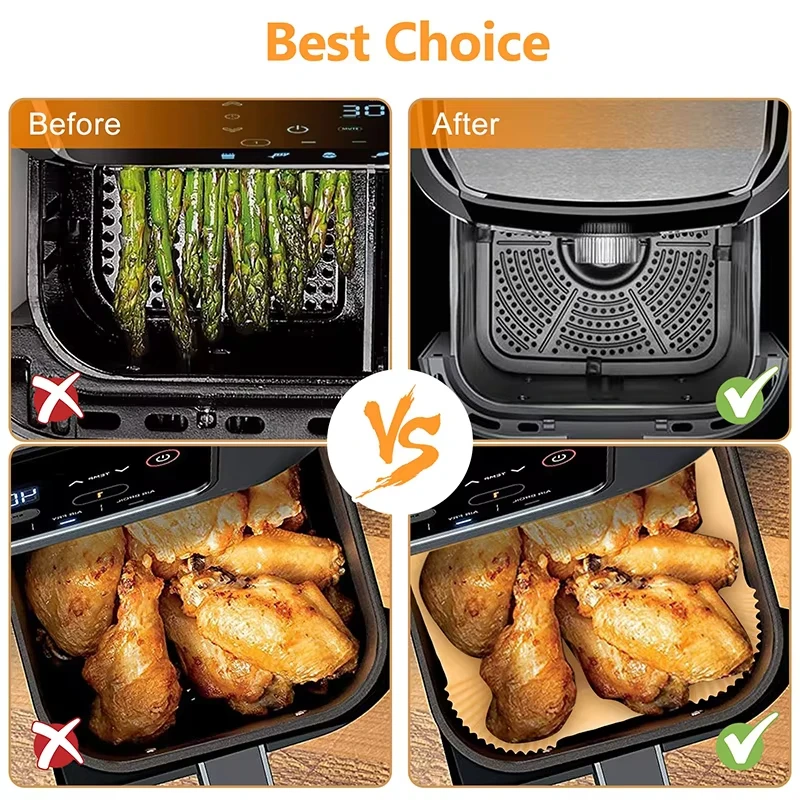 Rectangle Disposable Airfryer Baking Paper Liner Waterproof Oilproof Non-Stick Baking Mat Ninja Foodi Air Fryer Accessories