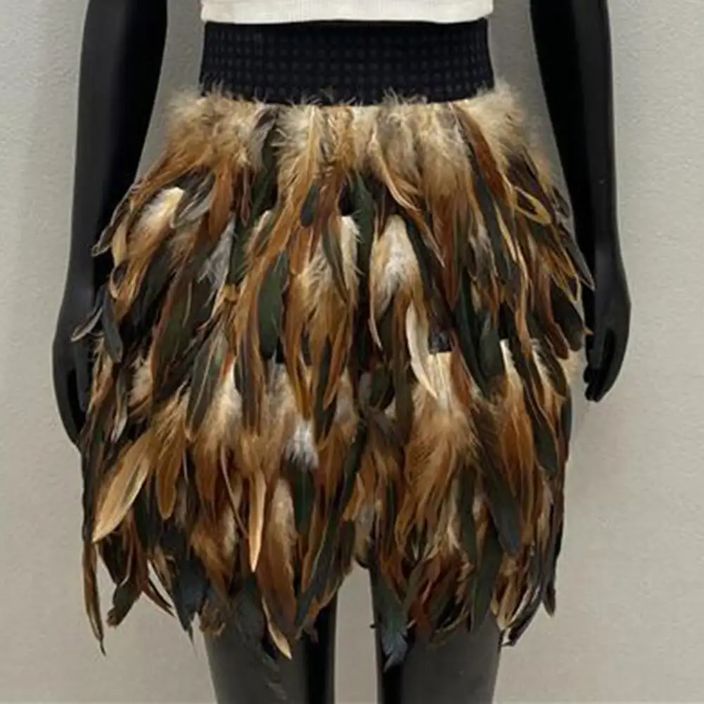 

Удобная юбка из полиэстера в стиле панк, юбка с перьями ручной работы для Хэллоуина, женская сексуальная юбка для выступления на сцене и фестиваля