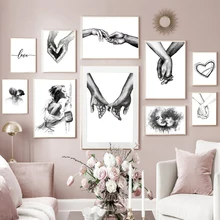 

Black White Romantic Hand In Hand Canvas Painting Love Quotes Wall Art Picture Print Fashion Poster Lovers Room Home Decoration