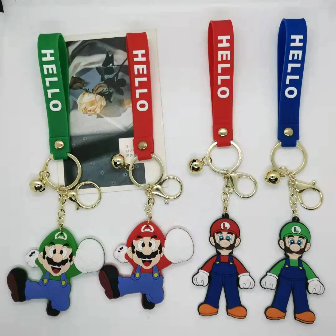 Super mario brother red silica gel key chain key chains ornament anime new 