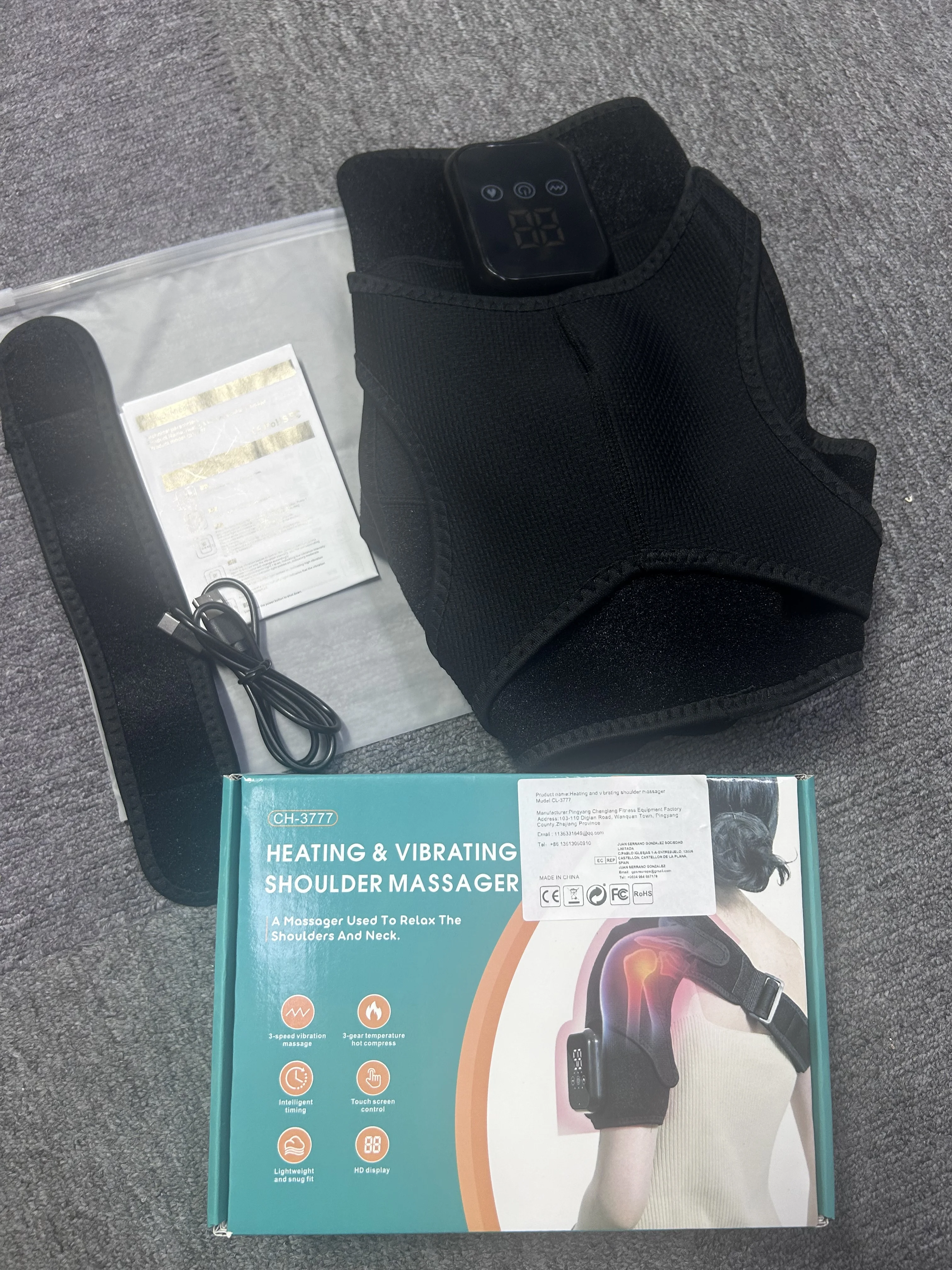 New Heated Shoulder Brace Belt Cordless Heating Vibration Shoulder Massager Support Strap For Arthritis Relief Muscle Relaxation