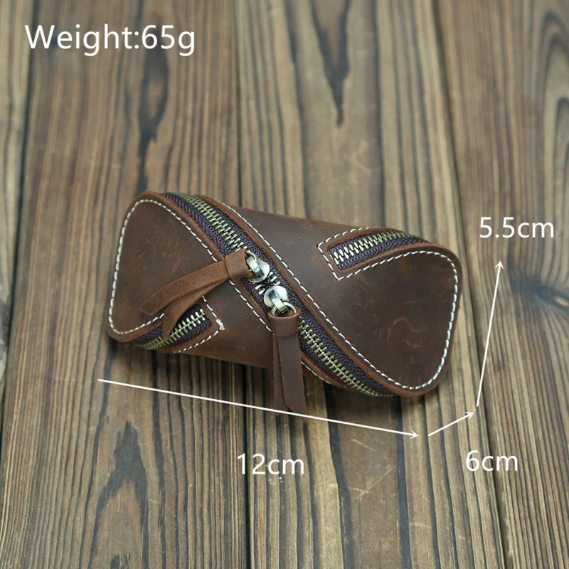 Unisex Creative Retro Crazy Horse Real Leather Key Bag key case key holder key organizer key purse Zipper Key Card Bag Door Car With Retro Leather Men And Women