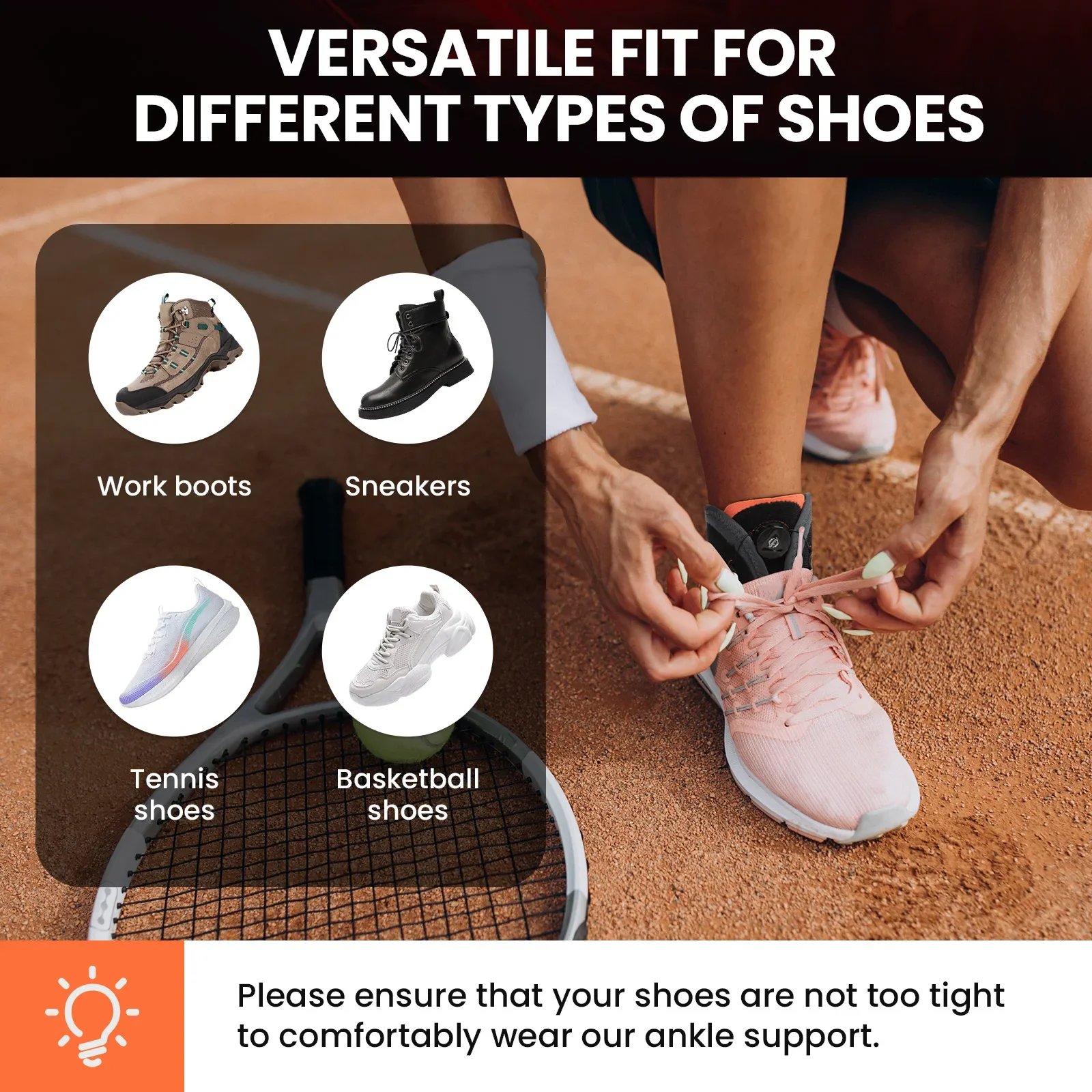 Unisex Ankle Orthosi Bracket Elastane Foot Stabilizer with Protective Rotary Ankle Strap for Injury Recovery Ankle Brace Support