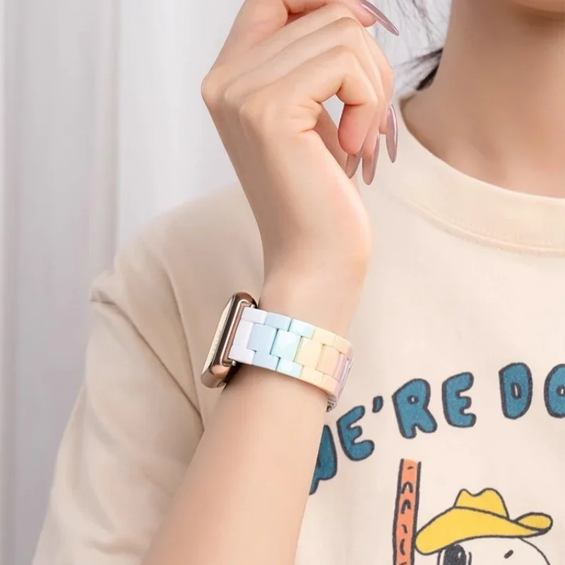 Rainbow Clear Resin Lightweight Wristband Strap Bracelet