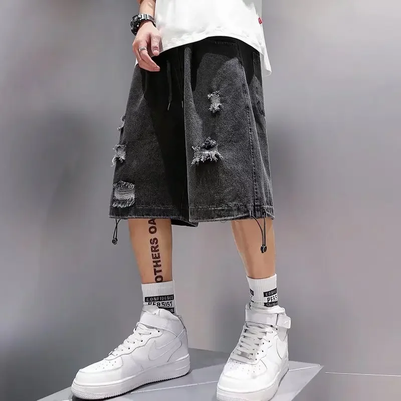 Men's Summer Loose-fit Trendy Denim Shorts American Style Five-point Mid-pants 2023 New Fashion Casual Shorts 25 Sdbb4bce5366141bbaaee9e0c47acfdb5A