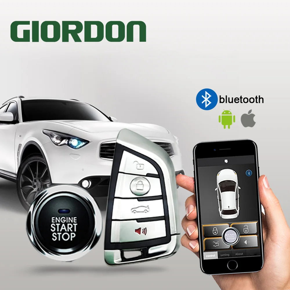 2024 New Car Door Keyless Push Remote Button Smartphone Control Pke Car Alarm System Kit Smart Passive Auto Central Locking