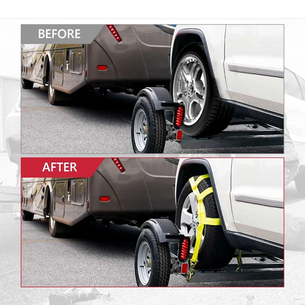 Tow Dolly Car Tire Ropes Straps for 14-20 inch Tire Basket Fixing Lashing Strap Chains Tension Car Transport Fastening Belt