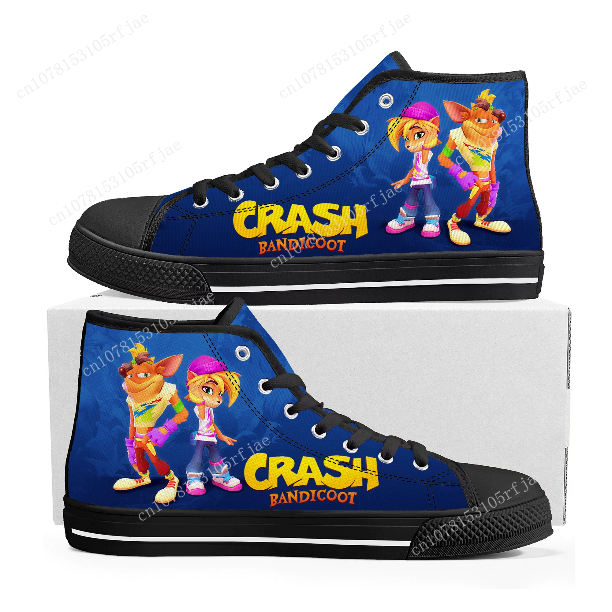 

Crash Bandicoot High Top Sneakers Cartoon Game Men Women Teenager High Quality Canvas Sneaker Fashion Custom Built Couple Shoes