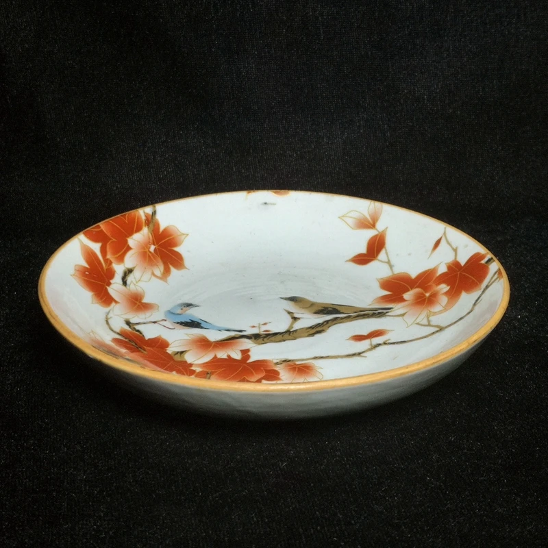 YIZHU CULTUER ART Size 5 Inch Old Chinese porcelain Painting Flowers and Birds Plate Saucer Decoration Gift Collection