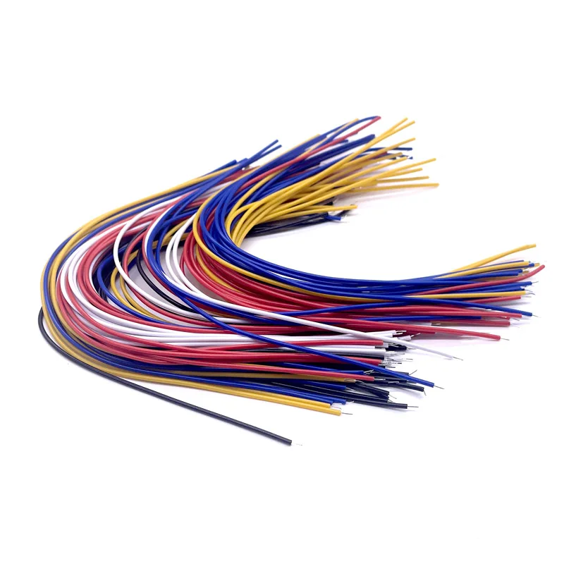 Double Head PCB Solder Cable 100Pcs 20CM 26AWG Breadboard Fly Jumper Wire Cable Tin Conductor 5 Color