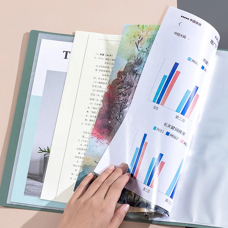 File Folder A4 Binder Information Folder 60/80/100 Pages Transparent File Music Paper Collection Pp Bag Desk Organizer