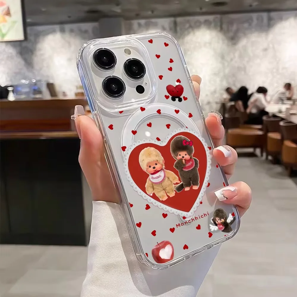 Adorable Kawaii Monchhichi Magnetic Phone Case with Magsafe Compatibility