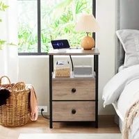 Night Stand Set 2, Nightstand with Charging Station, End Tables Living Room with USB Ports and Outlets 2