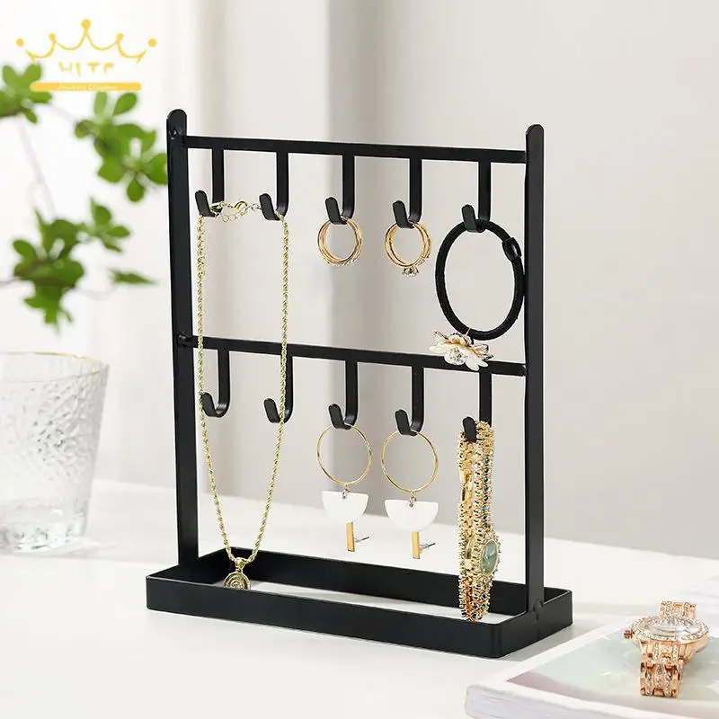Hanger Jewelry Storage Rack Desktop Dressing Table Earrings Bracelet Organizer Double Layer Necklace Jewelry Arrangement Shelf
