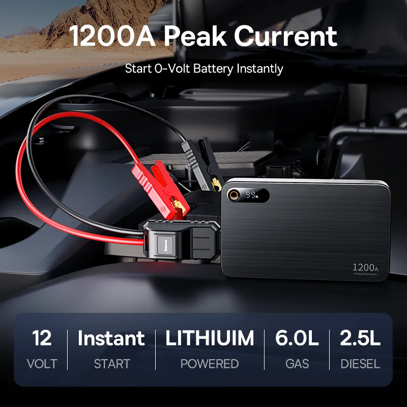 Auto Starthilfe Booster Notfall Batterie Booster 12000mAh mit Powerbank –  Baseus (rotes Gehäuse) – Teknika