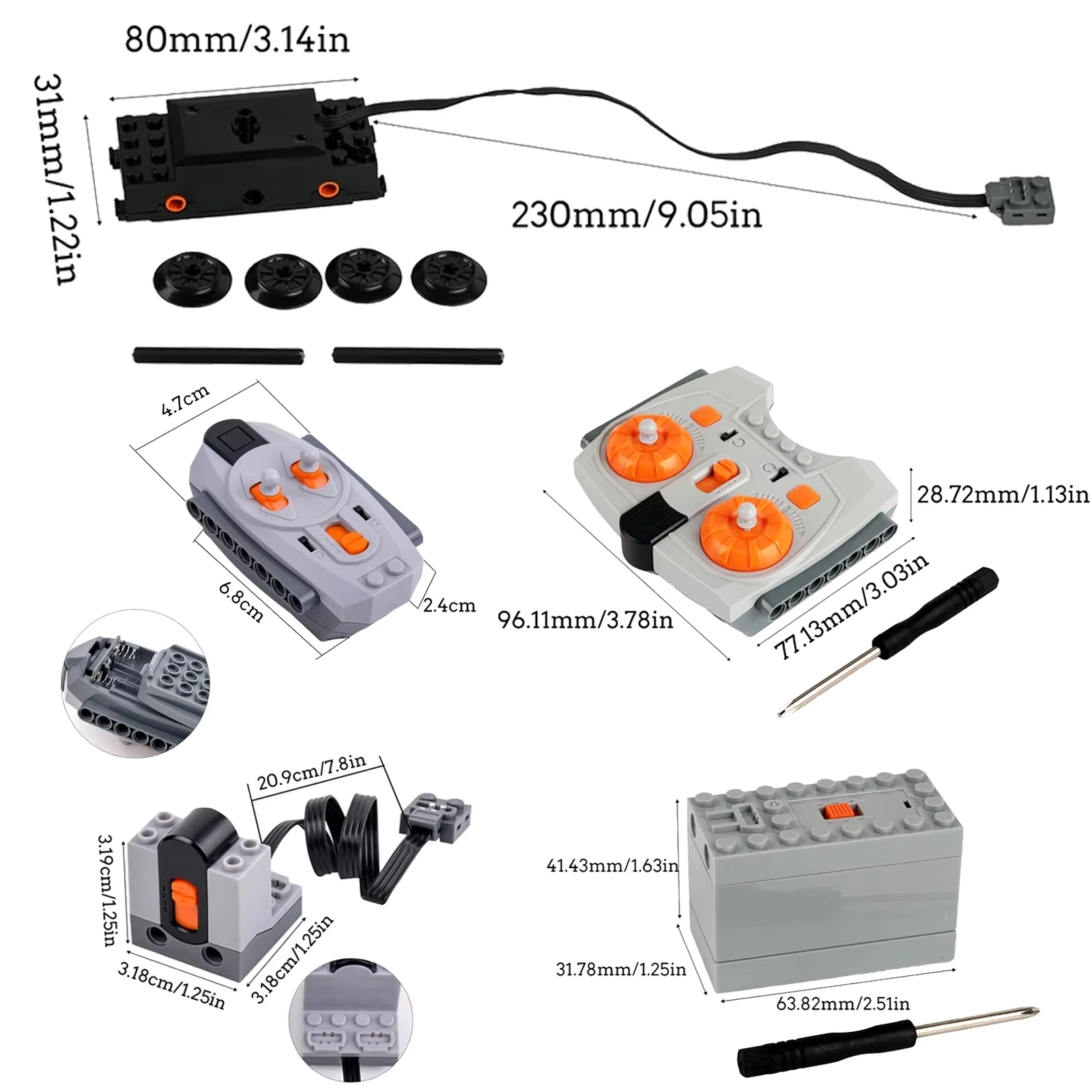 Parti MOC Power Functions: Ricevitore + Motore Treno + Scatola Batteria AAA Per LEGO