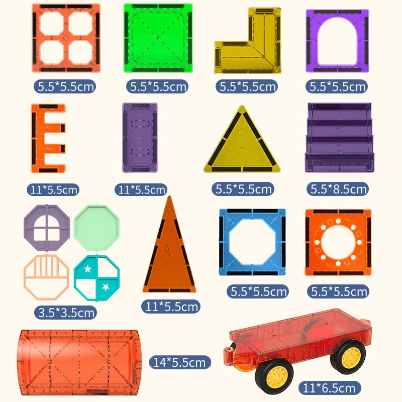 Magnetic Tiles Building Blocks Kids Toys DIY Magnets Construction Tiles Educational Sensory Toys Montessori Games for Children