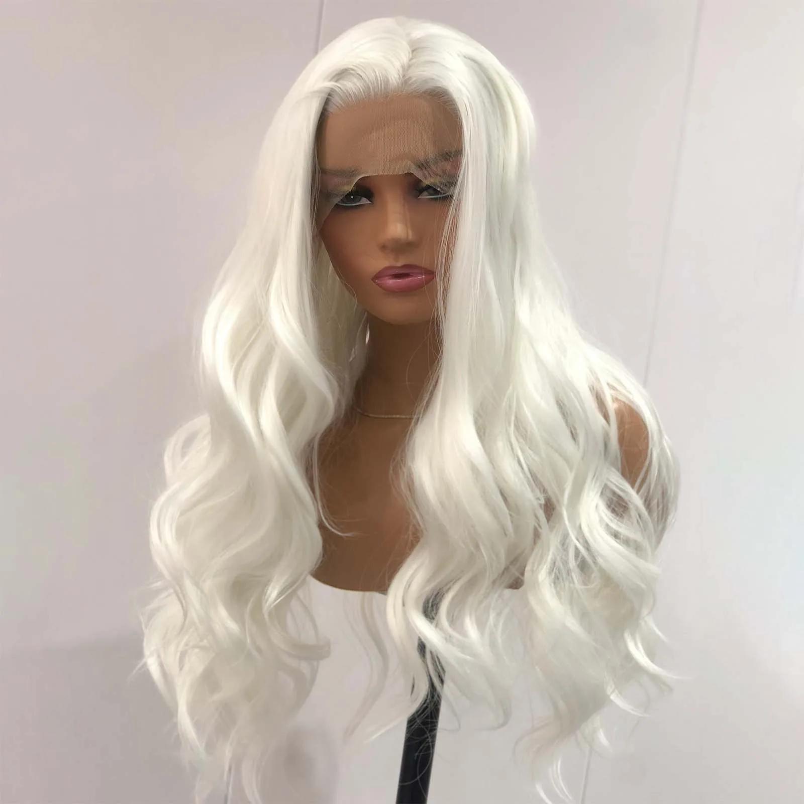White Wig Natural Wavy Lace Synthetic Lace Front Wig Glueless Wigs Ready to Wear Long Glueless Wigs Women synthetic wig