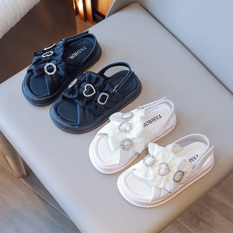 Girls' Slippers Summer New Sandals Breathable Bow Children's Soft Sole Beach Shoes Princess