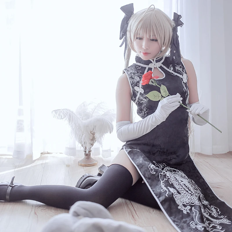 Anime Yosuga No Sora Cheongsam Kasugano Sora Cosplay Costume Parrucche Qipao Dress Sexy Jk Uniforme Costumi Di Halloween Per Le Donne Ragazze