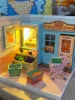Play House Dollhouse Miniature House 3D Puzzle Coffee Shop Bookstore Convenience Store Assembly Toy With Lights Scenario Display 3