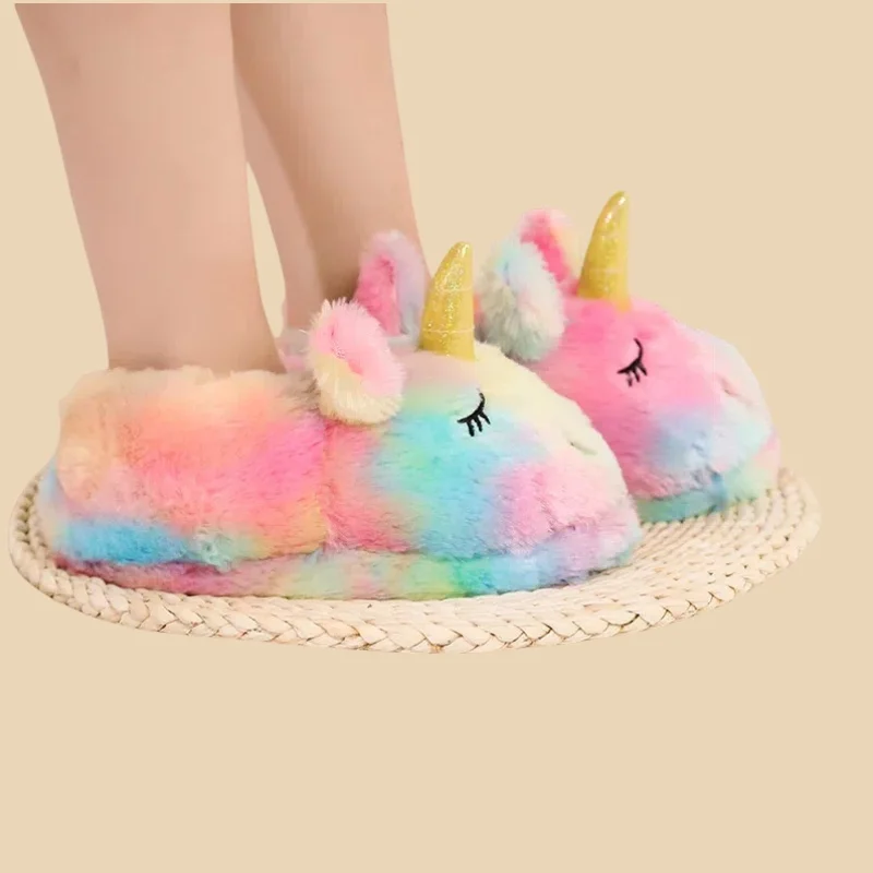 Girls Unicorn Slippers Cozy & Cute-Soft, Non-Slip Indoor Shoes with Cartoon Design, Perfect for Fall/Winter