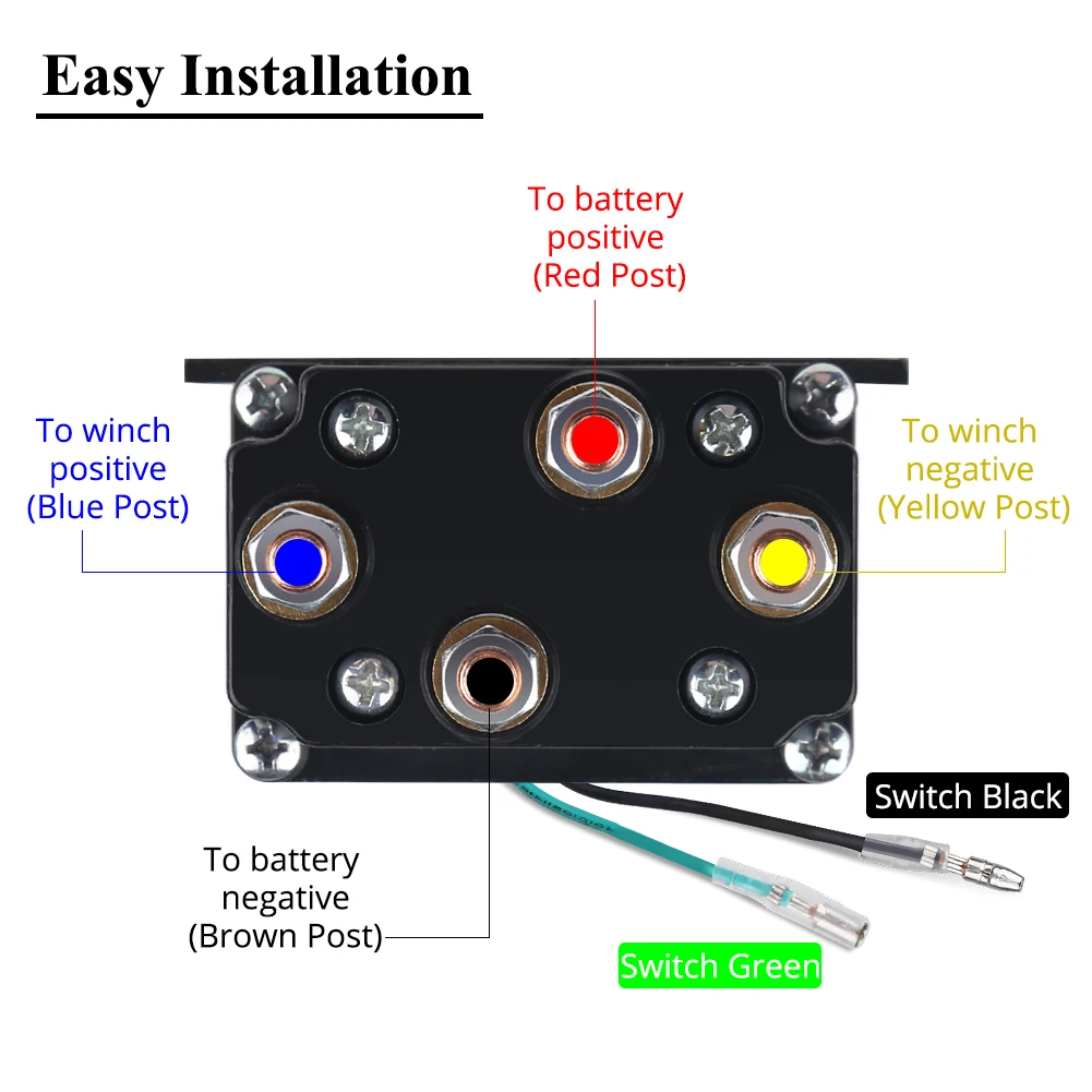 Contacteur de Remplacement de SoléNoïDe de Relais de Treuil 12V 250A Pour  Commande de Treuil ATV UT Pour Treuils à SoléNoïDe