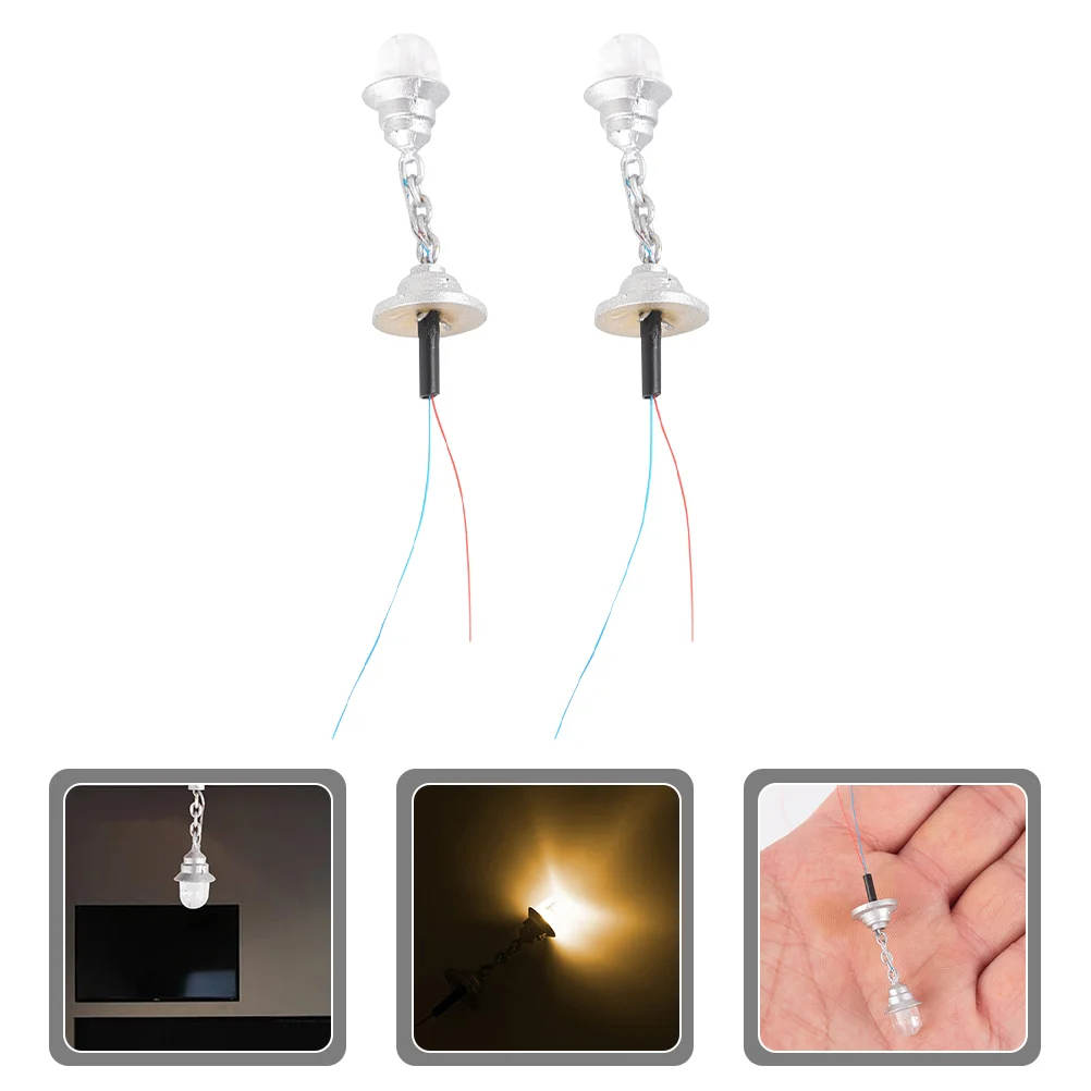 2 Pcs Mini Ceiling Lamp Moss Decor Photo Prop Light Adornment Sand Table Diy Materials