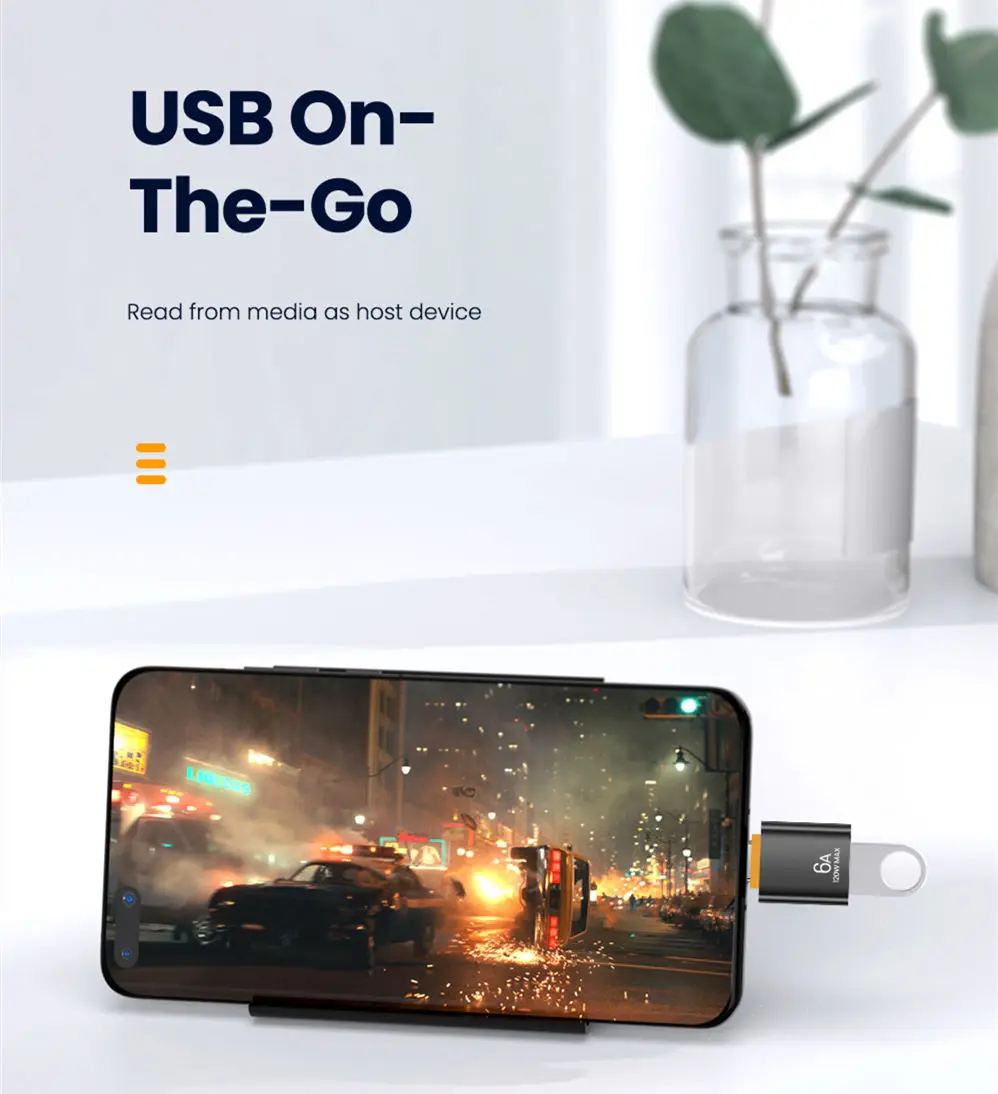 6A USB to 타입 C OTG 어댑터 120W USB-C 남성 to 타입-C 여성 충전기 변환기 맥북 삼성 데이터 전송 1개 2개