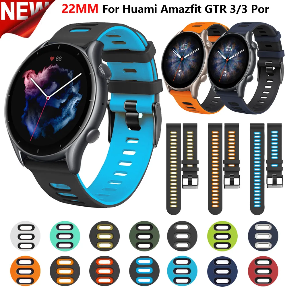 

Ремешок силиконовый для Xiaomi Huami Amazfit gtr 3 3Pro 2e 2 47 мм, спортивный браслет для наручных часов Stratos 3 GTR3, 22 мм