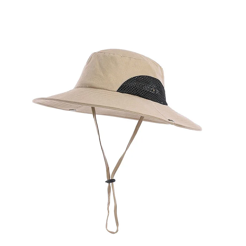 Mens Womens Sun Hat Wide Brim Breathable Mesh UPF 50+ Waterproof Fishing Hat Safari Foldable Boonie Cap
