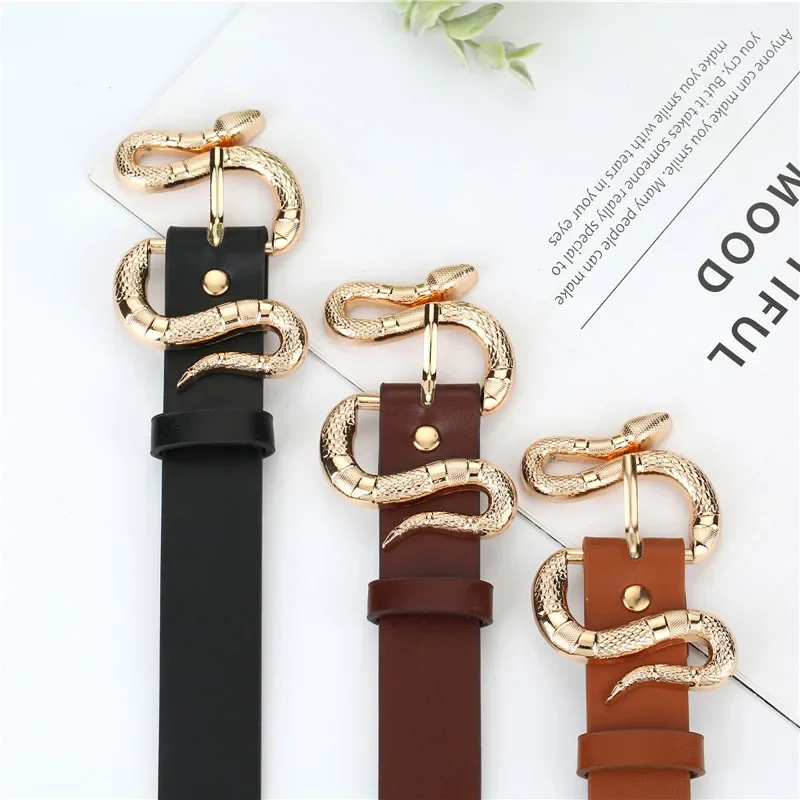 

Hot Selling Trend for Women Niche Snake Shaped Buckle PU High-quality Belt Personalized Jeans Luxurious Women's Belt