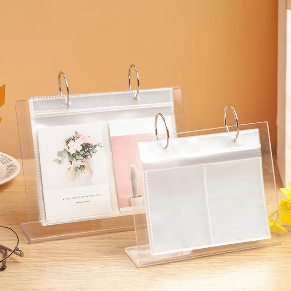 3-6 Inches Desktop Small Photo Album Acrylic Flip-up Mini Photo Book Display Rack 34/68 Pockets Picture Display Stand