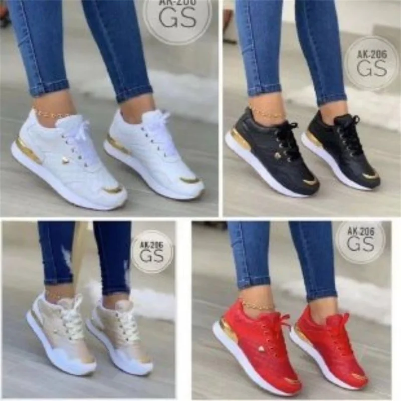 2023 New Women Sneakers Mesh Patchwork Lace Up Ladies Flats Outdoor Running Walking Shoes Comfortable Breathable Female Footwear