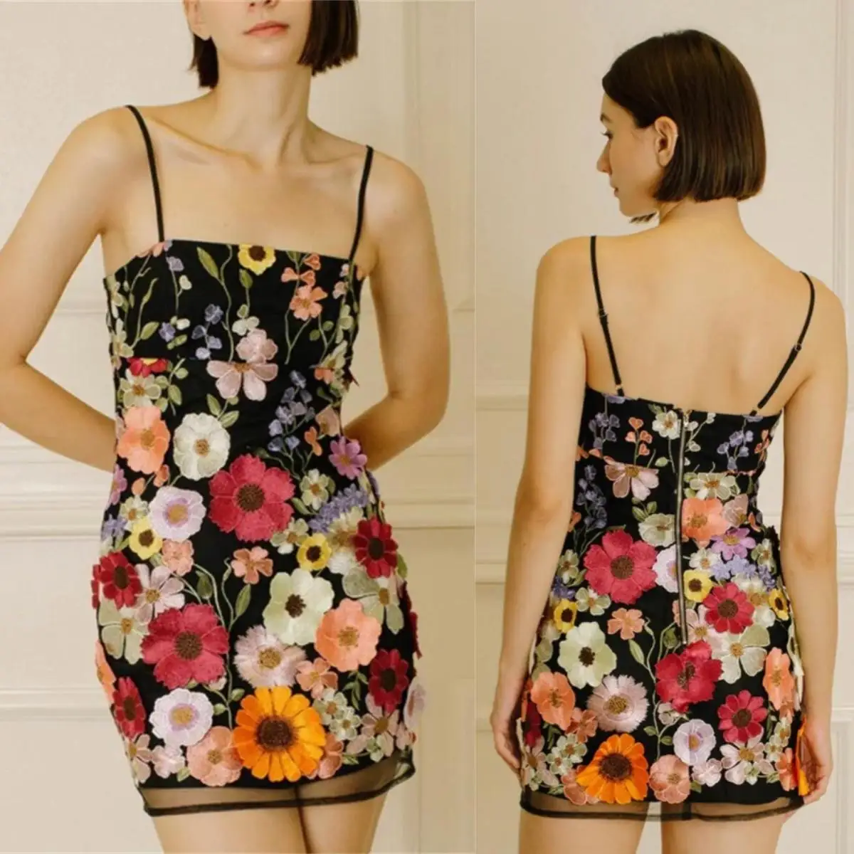 

14672 # IENA Черное мини-платье для выпускного вечера свадебное платье с ручной вышивкой растительные цветы романтическое свадебное платье вечернее платье с 3D цветами